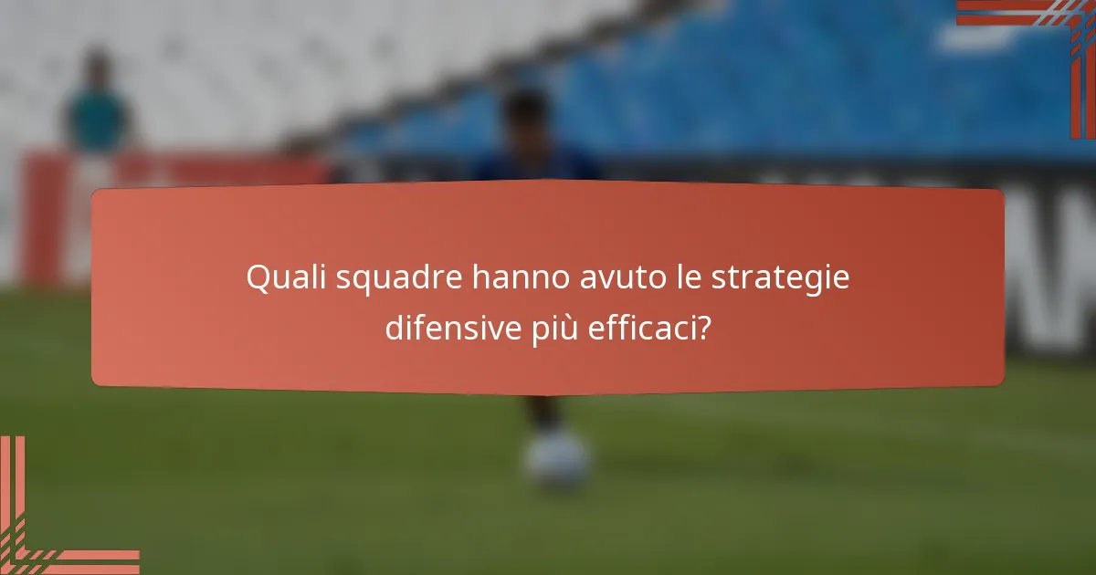 Quali squadre hanno avuto le strategie difensive più efficaci?