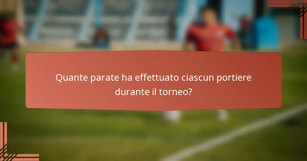 Quante parate ha effettuato ciascun portiere durante il torneo?